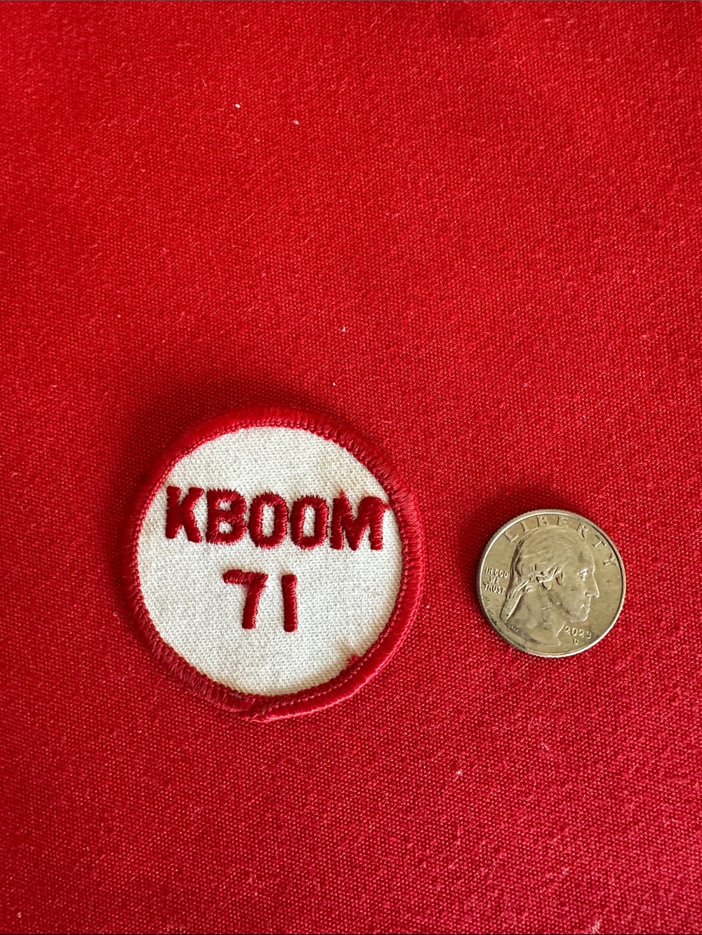 Red 'KBOOM 71' Embroidered Patch for Kids Bottoms